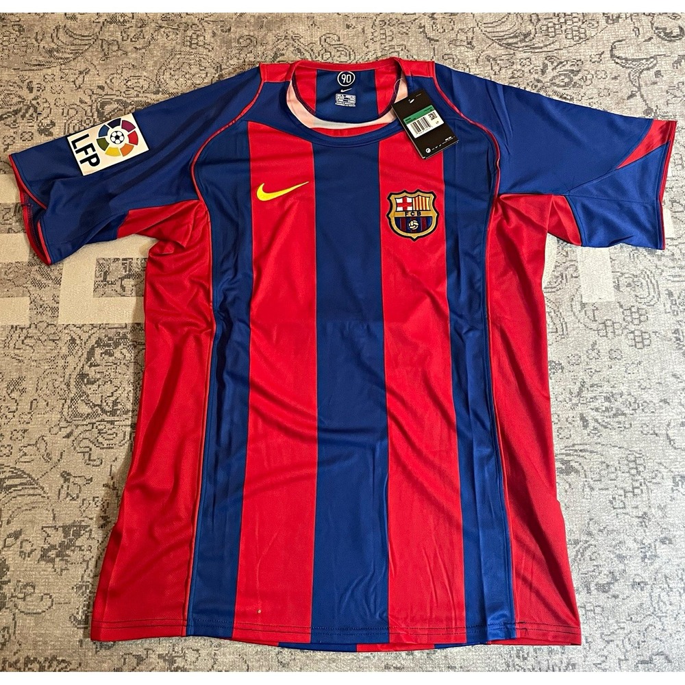 Nike FC Barcelona Ronaldinho #10 Men's XL Blue/Red/Yellow Soccer Jersey